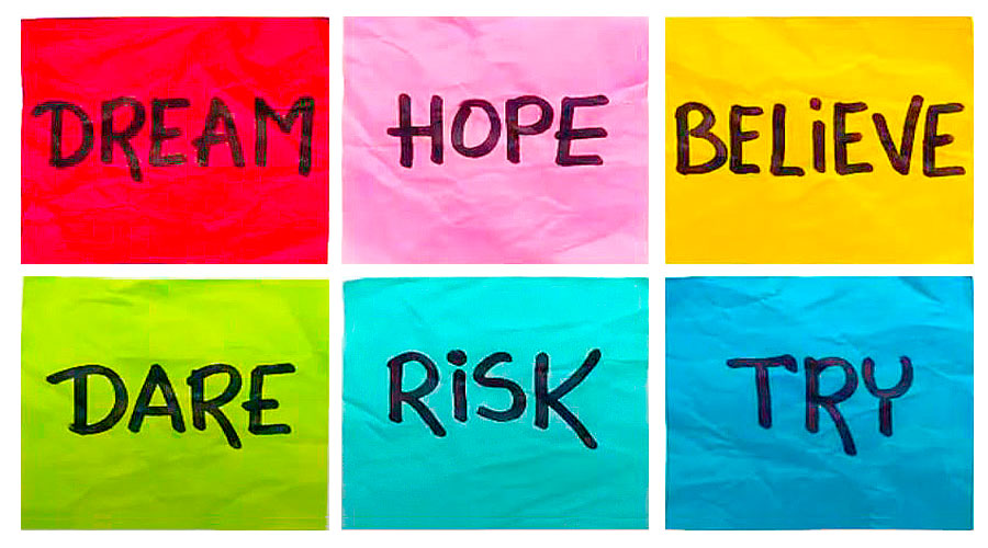 1 an image with the words Dream, Hope, Believe, Dare, Risk, Try, and images of Charlie Collins speaking at events, conferences and Leadership Seminars.